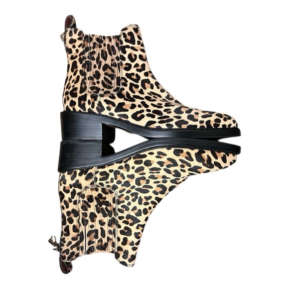 Coach Bowery Chelsea Pull-On Ankle Bootie Calf Fur Animal Print Cheetah Leopard - Picture 7 of 14